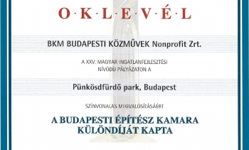 XXV. Magyar Ingatlanfejlesztési Nívódíj, a Budapesti Építész Kamara különdíja